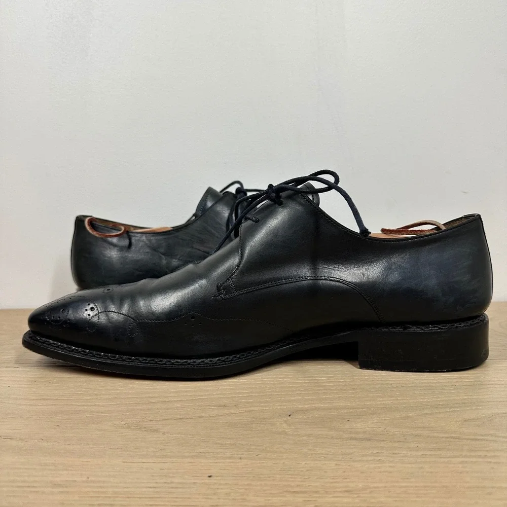 Mezlan Custom Oxford Shoes Mens 14 M Black Leather Brogue Wingtip Dress Shoes